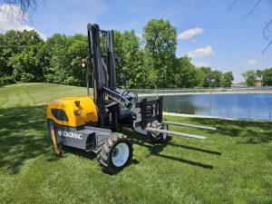 Loadmac forklifts model 855 Super Reach with optional multidirectional 4-way steering.